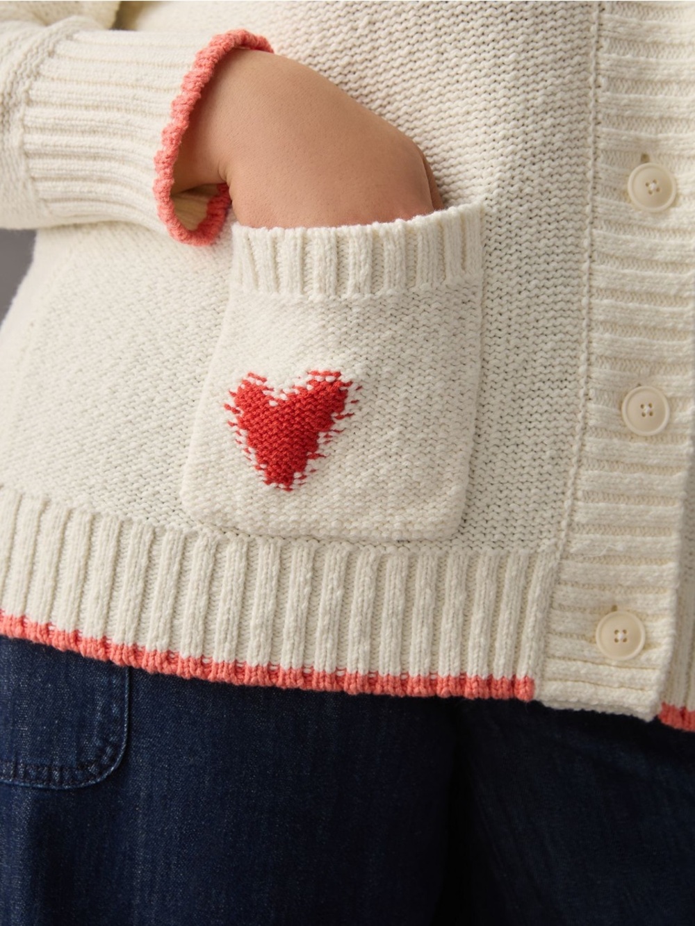 Maeve Heart Cardigan Sweater 3X Anthropologie Cream with hearts - Picture 3 of 13